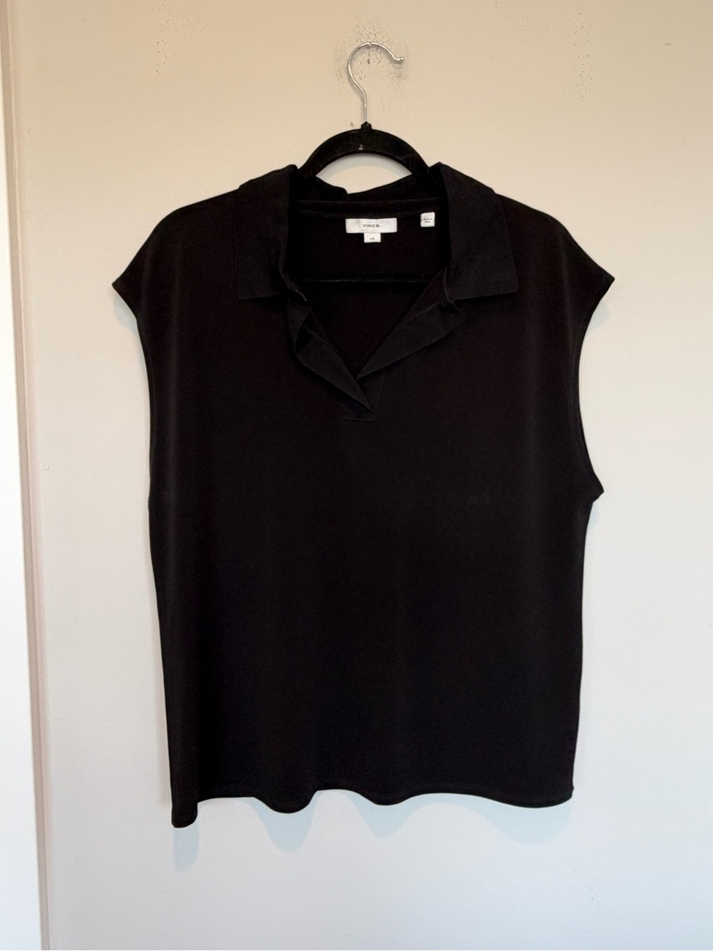 Vince Black Short-Sleeve Polo Shirt